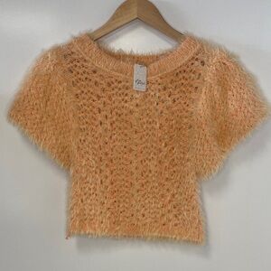 Free People Fuzzy Orange Knit Sweater